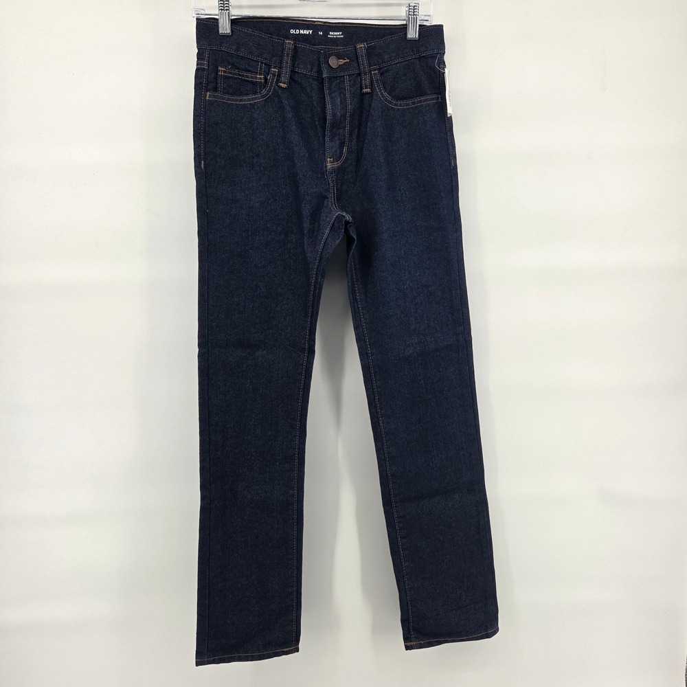 Old Navy Kids Boys Jeans‎ Size 14 Blue Dark Wash Skinny Built in Tough